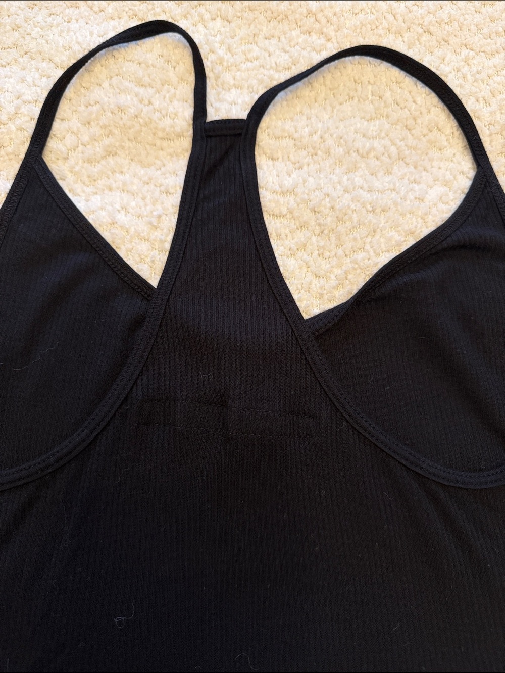 Enza Costa Black Ribbed Racerback High Low Hem Spaghetti Strap Tank - size Med - Picture 5 of 10